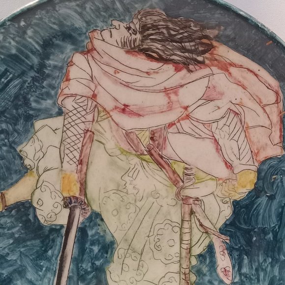 Young Samurai Hand Painted Plate - Vintage 1979 Signed- Artist L.P. Cole - Picture 10 of 15